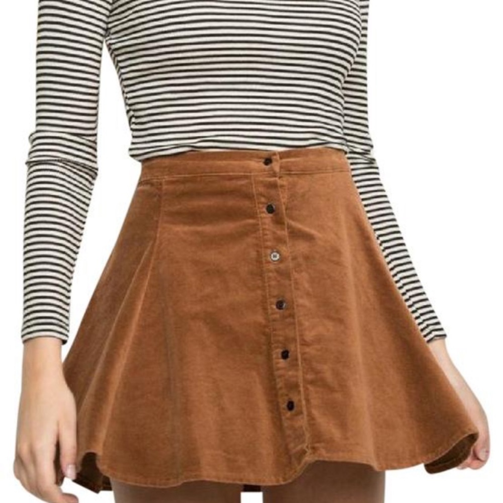 Brandy Melville tan button up skirt